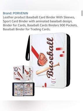 Baseball Card Binder Album - gray and black - Holds 900 Cards (50 Sheets)